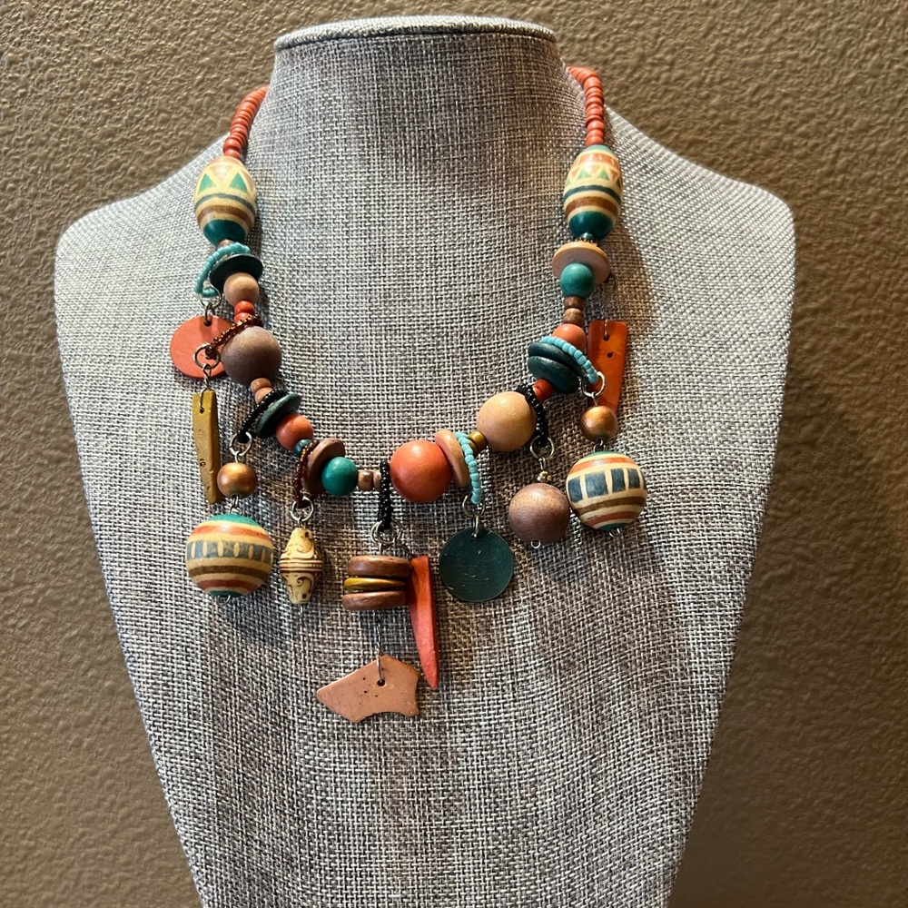 Colorful wooden necklace